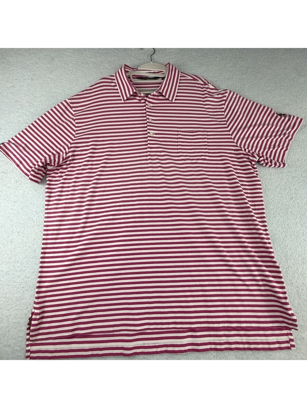 Polo Golf Ralph Lauren Stretch Lisle Men’s Striped Polo Shirt Pink/White XXL